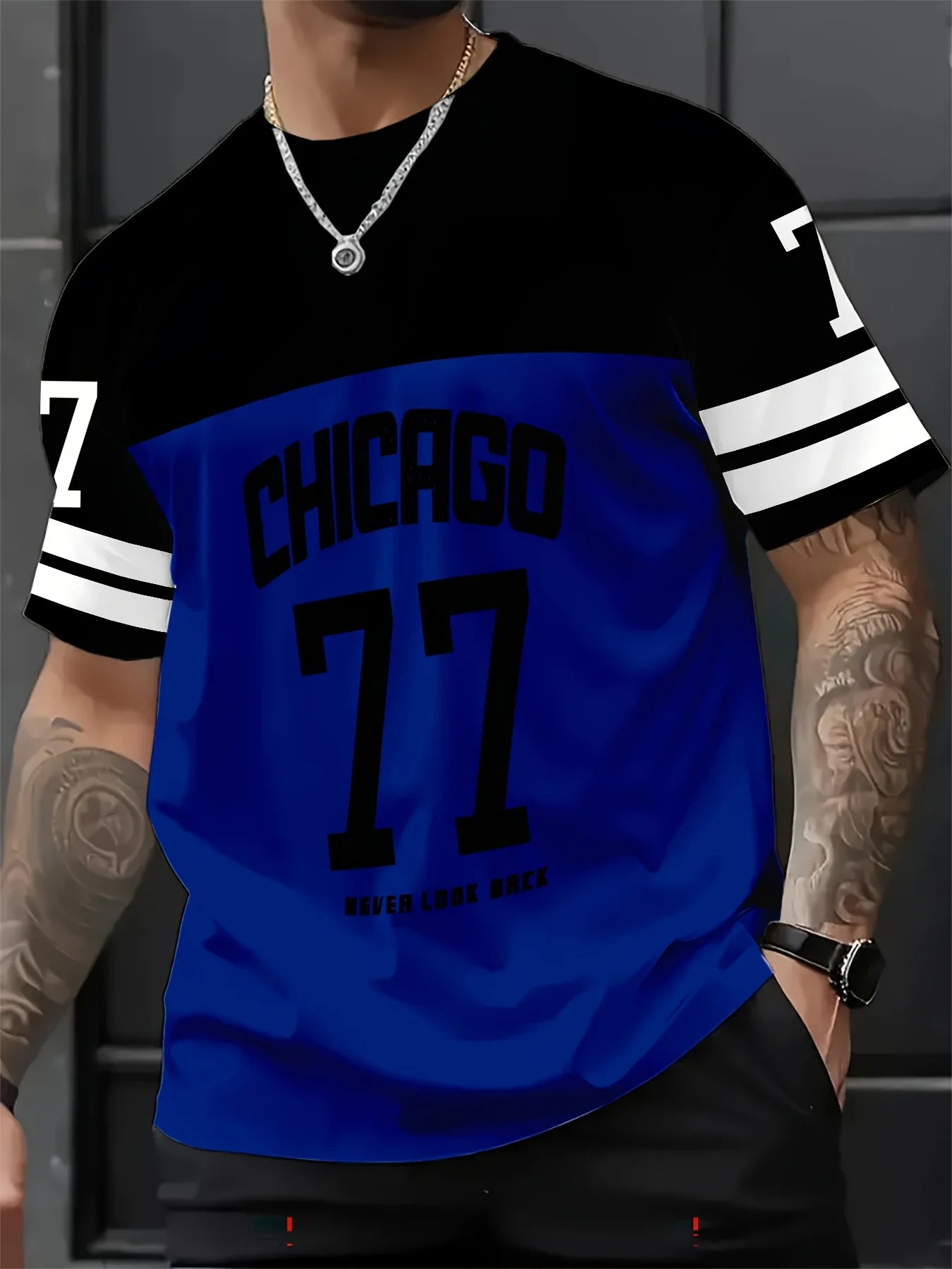 Sley Men'S Chicago 23 Graphic Tee T-Shirt Short Sleeve Sports Women's T-shirt Unisex Casual Daily Wear Summer Men's Racing T-shirt