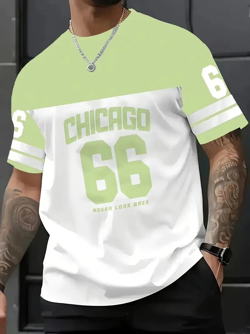 Sley Men'S Chicago 23 Graphic Tee T-Shirt Short Sleeve Sports Women's T-shirt Unisex Casual Daily Wear Summer Men's Racing T-shirt