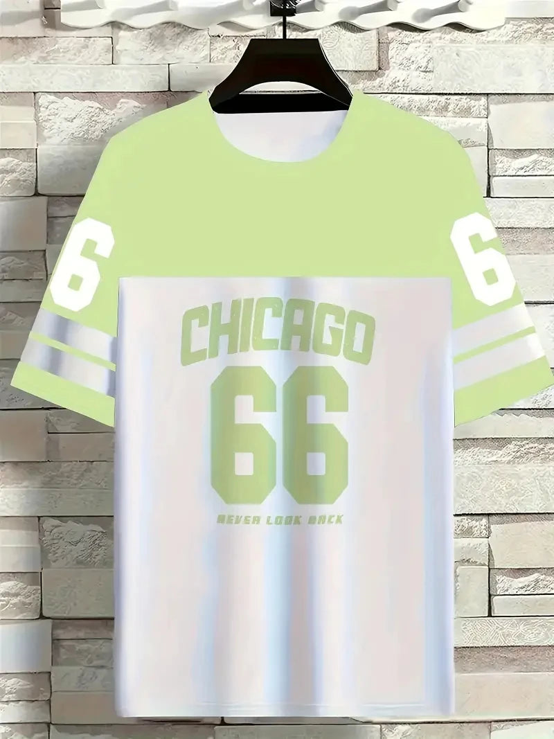 Sley Men'S Chicago 23 Graphic Tee T-Shirt Short Sleeve Sports Women's T-shirt Unisex Casual Daily Wear Summer Men's Racing T-shirt