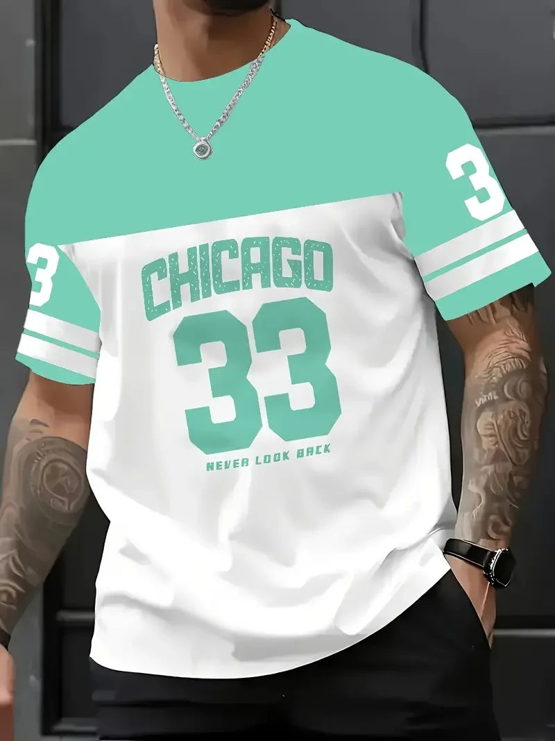 Sley Men'S Chicago 23 Graphic Tee T-Shirt Short Sleeve Sports Women's T-shirt Unisex Casual Daily Wear Summer Men's Racing T-shirt