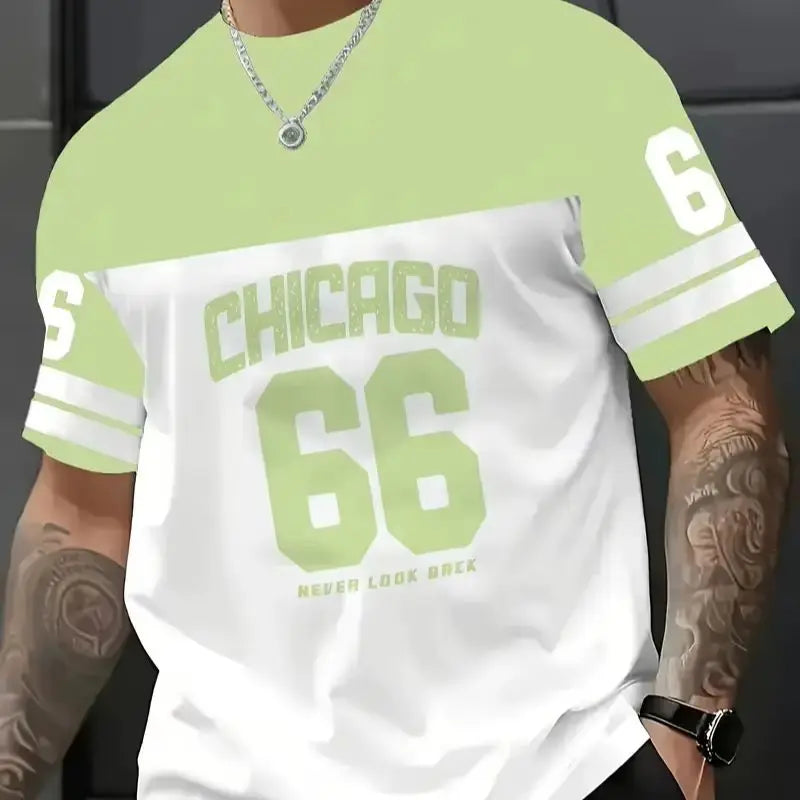 Sley Men'S Chicago 23 Graphic Tee T-Shirt Short Sleeve Sports Women's T-shirt Unisex Casual Daily Wear Summer Men's Racing T-shirt