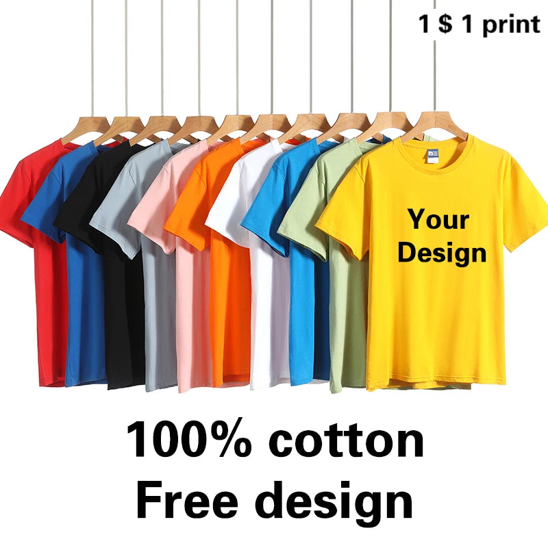 Sley T Shirt Print Logo Women For Men Custom 100% Cotton Advertising Activities Company Friend Gathering Dinner Party Diy Photo Team
