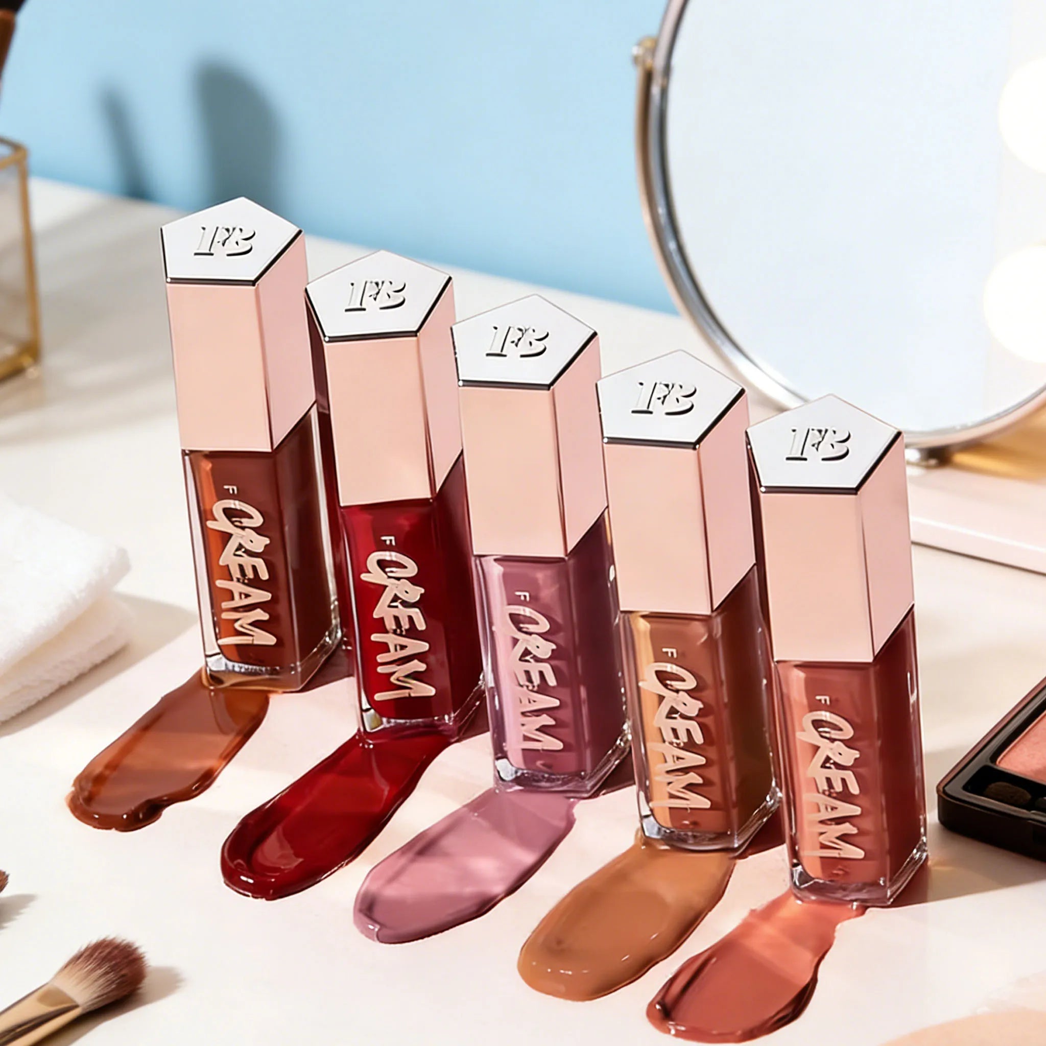 Sley Beauty 15 Colors with Flashing Lip Gloss Portable Lip Gloss Long Lasting Moisturize Easy To Apply Lady Natural Lip Makeup
