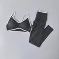 2PCS High Waisted Sports Bra Set with Contrasting Small Suspender Tight Fitting Hip Lifting Training Bra And Pants