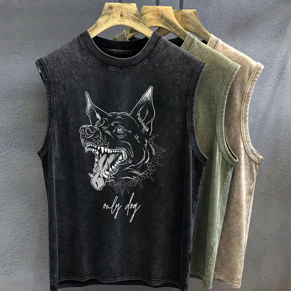 Sley Graphic T Shirt for Men Vintage Washed Print Tank Tops Oversized Sleeveless Vest Woman Gym Y2k Clothes Streetwear Summer