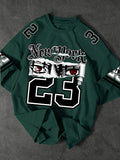 Sley 2New York 23 Graphic T-Shirt Men Streetwear Red Eye & Torn Paper Print Black Crew Neck Short Sleeve Polyester Tops S-2XL