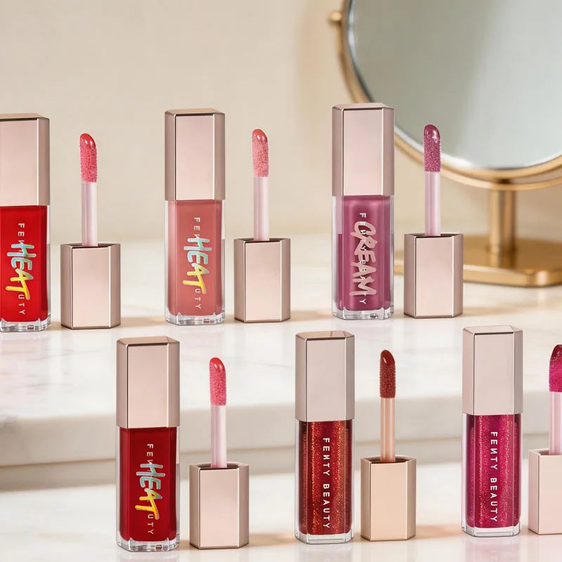 Sley-Beauty 9 Color Lip Gloss Lipstick Water Gloss Highlight Mirror FUSSY HEAT RIRI Sparkling Charming Moisturizing Lip Care