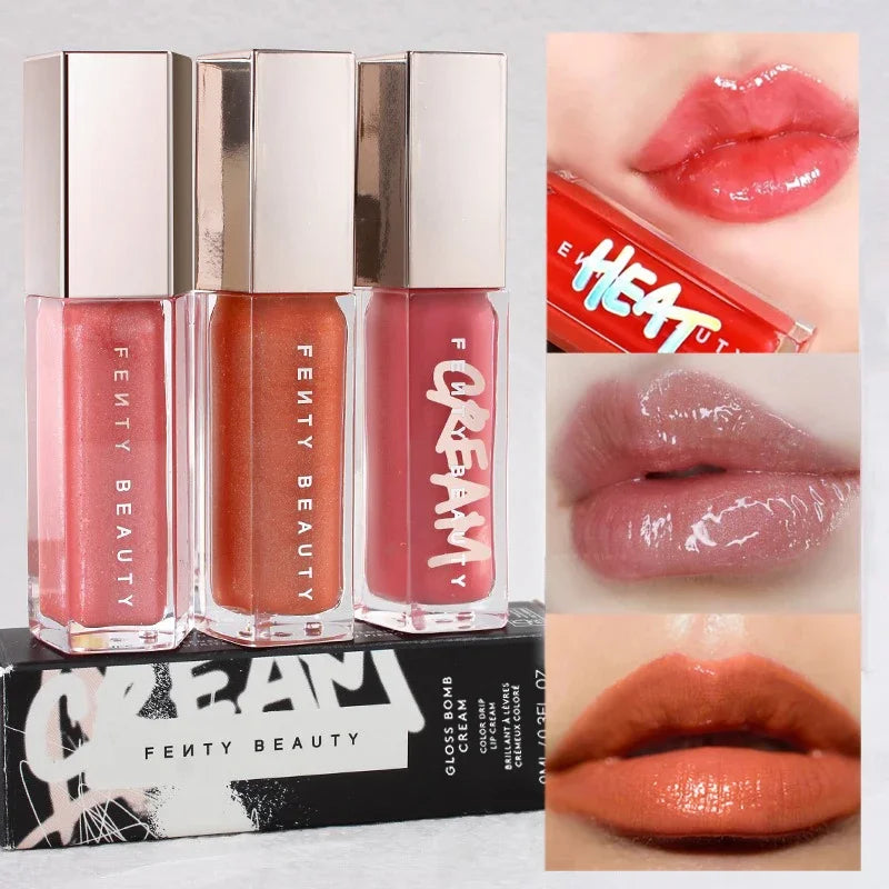 Fenty Beauty-Sley Lip Glaze Color Mirror Shine Glitter Lip Gloss Balm Sexy Lip Plumper Liquid Lipstick Makeup