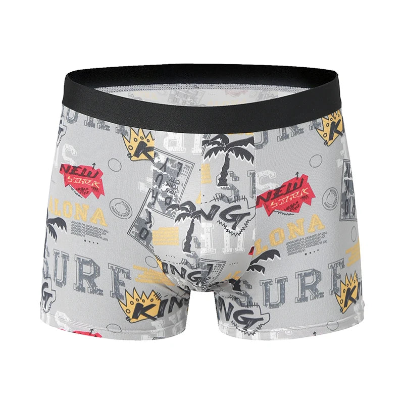 10-piece men's random fashion printed underwear Europe and large size sexy men comfortable wild boyshort elastic waist pants.